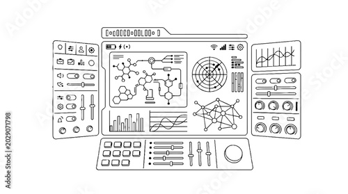 Complex digital user interface dashboard with data visualization