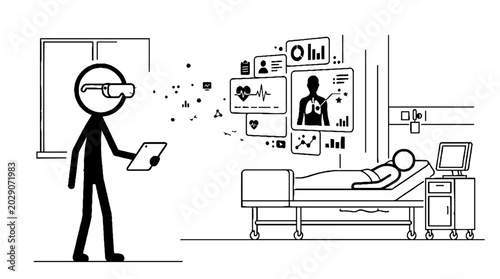 Medical professional using augmented reality to monitor patient health