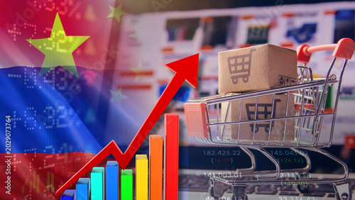 Slika na platnu E-commerce and retail market prices in China and Russia are soaring amid evolvin