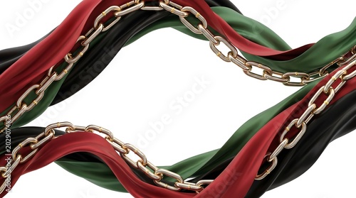 Luxury Juneteenth Celebration Background with Broken Chains and Ribbons