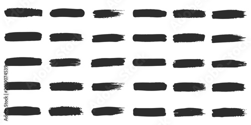 Konstfotografi Set of Colorful Hand Drawn Brush Strokes and Underline Marker Scribbles