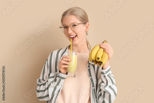 Happy young woman with heal...