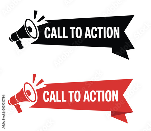 Bild auf Leinwand Megaphone with call to action speech bubble vector illustration, loudspeaker ban