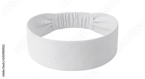 Comfortable white fabric headband with a gathered center detail