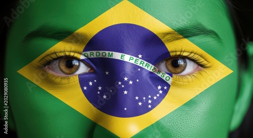 Brazilian flag reflected in a pair of eyes