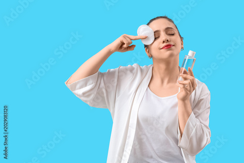 Young woman with micellar w...