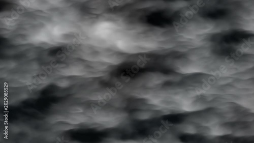Thick rising gray smoke steam loop animation over black background
