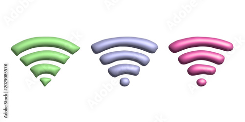 Set of 3d free wifi spot zone sign Public wi-fi area sign Wireless internet clipart For print, web, design, decor 3G, 4G, 5G, 6G, IoT