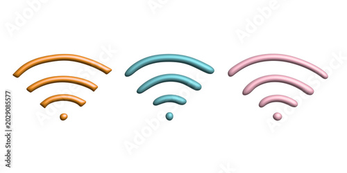 Set of 3d free wifi spot zone sign Public wi-fi area sign Wireless internet clipart For print, web, design, decor 3G, 4G, 5G, 6G, IoT