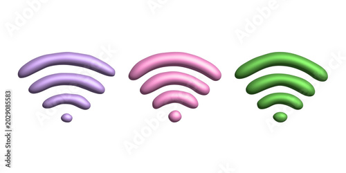 Set of 3d free wifi spot zone sign Public wi-fi area sign Wireless internet clipart For print, web, design, decor 3G, 4G, 5G, 6G, IoT