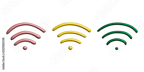 Set of 3d free wifi spot zone sign Public wi-fi area sign Wireless internet clipart For print, web, design, decor 3G, 4G, 5G, 6G, IoT