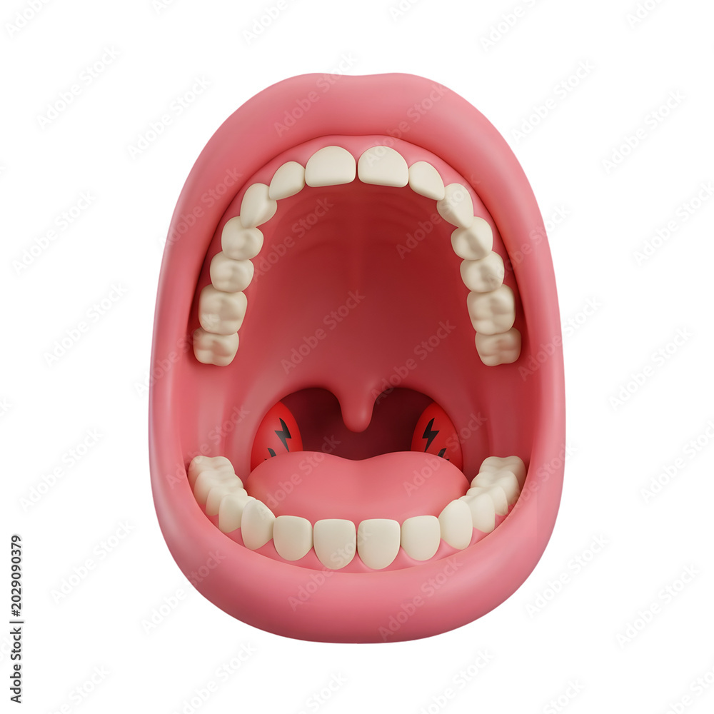 Fototapeta premium Open Mouth with Healthy Teeth and Red Tonsils
