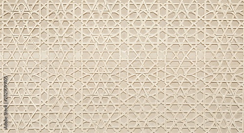 Geometric pattern creates an intricate design on a neutral surface.