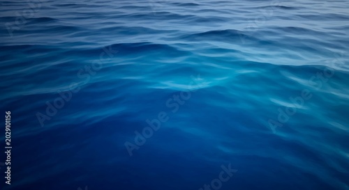 Ocean water ripples across the deep blue surface of the sea.