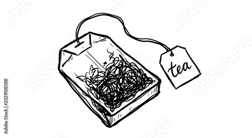 Cuadro en lienzo Embrace the calming ritual of tea time with this charming tea bag sketch, perfect for tea enthusiasts and artists alike