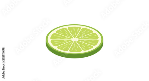 Isometric Green Lime Slice Vector Illustration on White Background