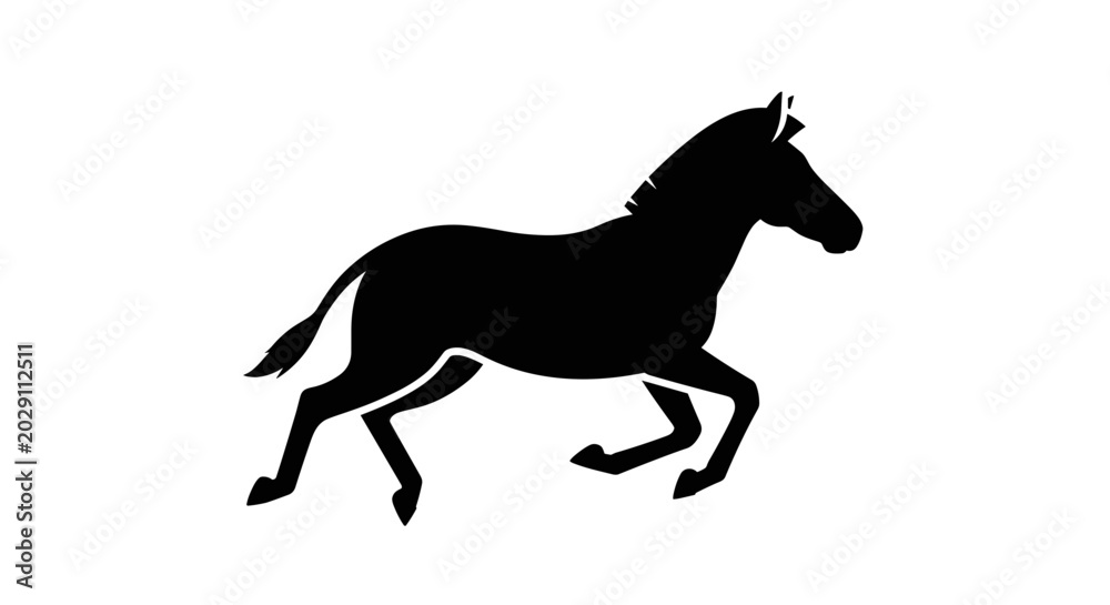 Fototapeta premium Silhouette of a running zebra on a white background.