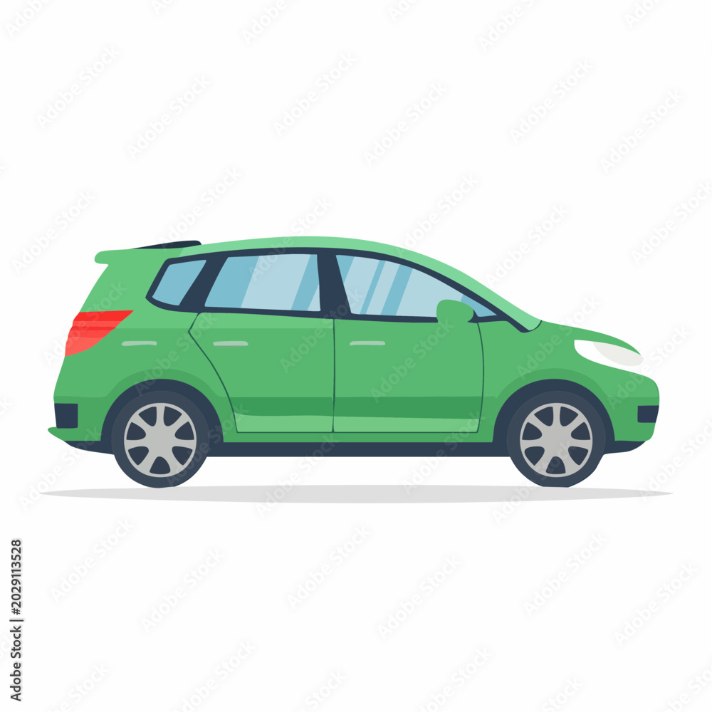 Fototapeta premium Green Hatchback Car Illustration
