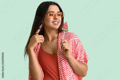 Beautiful young woman with ...