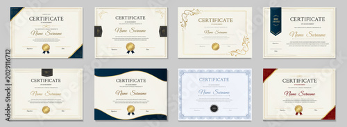 Tableau sur toile Certificate of achievement template set