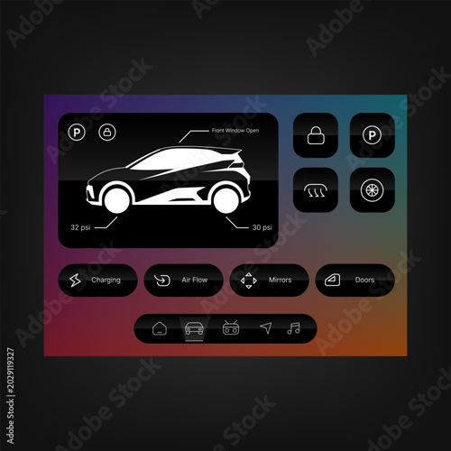 Futuristic Electric Vehicle Dashboard Smart Control Interface