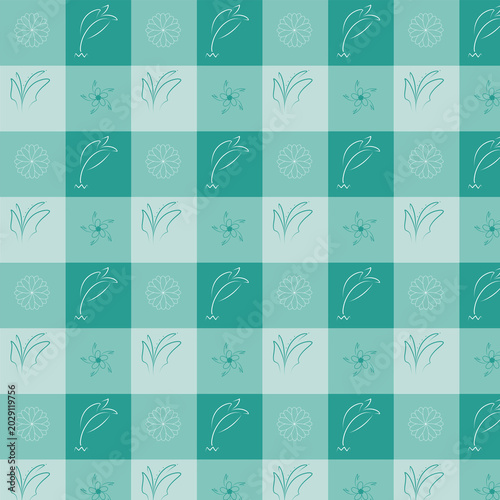 Pastel green seamless floral pattern