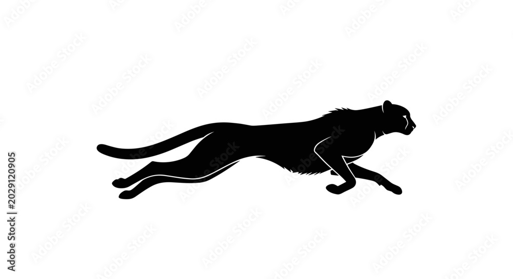 Fototapeta premium Black Panther Silhouette Running Fast.