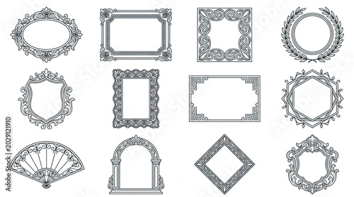 Collection of Ornate Decorative Vintage Frames and Borders.