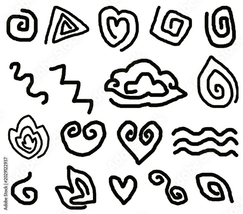 set of hand drawn cute doodle icon outline