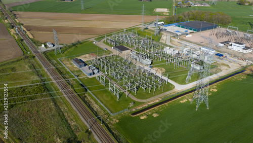 Aerial View of 380 kV High Voltage Grid station
