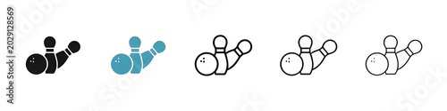 Foto Bowling line icon set