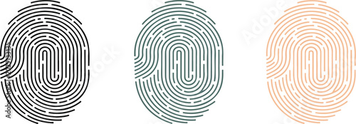 Bild auf Leinwand Minimalist fingerprint verification icon set with detailed thin line patterns fo