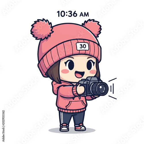 Cartoon girl holding a camera 1.