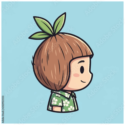 Cartoon girl with brown hair.