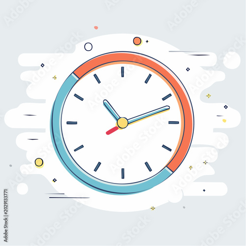 Modern Clock Illustration with Abstract Elements