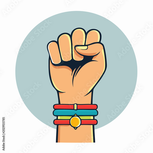 Raised Fist with Bracelets
