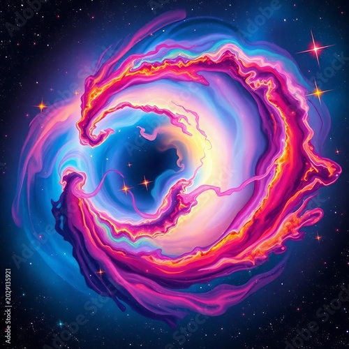 A vibrant nebula swirls with countless multicolored stars, a cosmic watercolor painting in deep space,  exploration,  cosmic dust