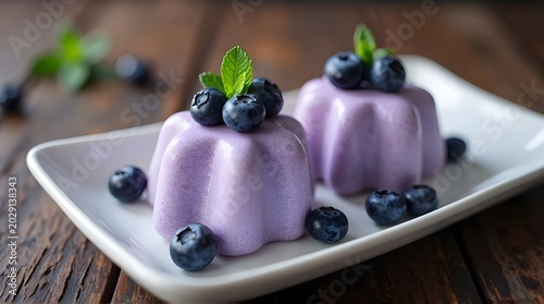 purple colored pana cota on a plate