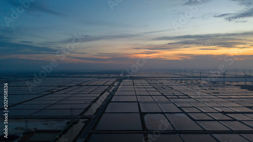 Canvastavla Sunset Over Coastal Salt Farm Wind Power Facility