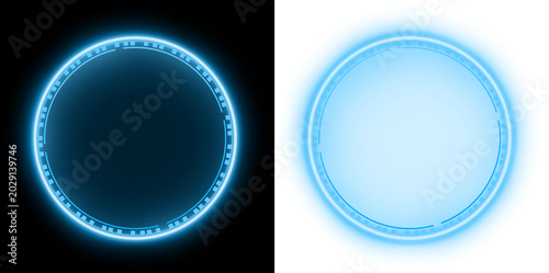 Obraz na plátne Circle futuristic glowing ring interface technology element with neon energy lig