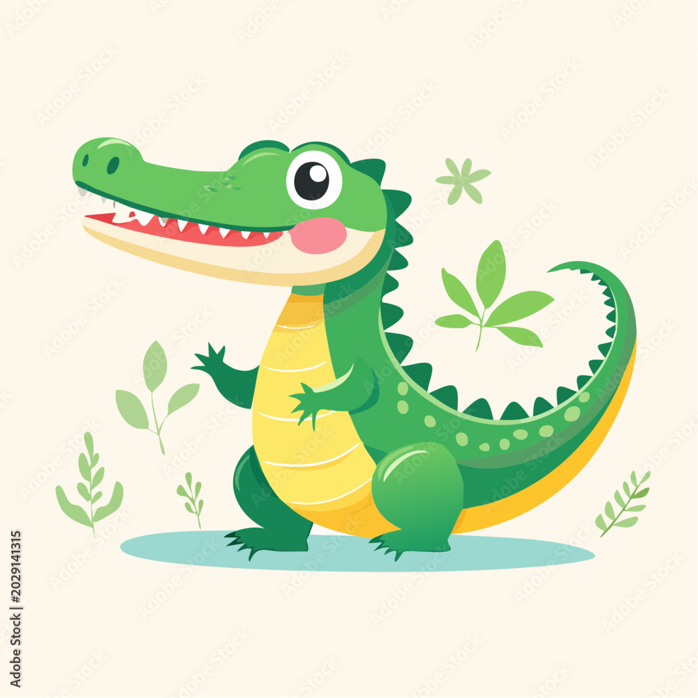 Naklejka premium Cute Cartoon Alligator Character