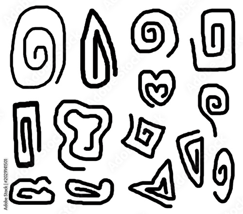 set of hand drawn cute icons doodle outline