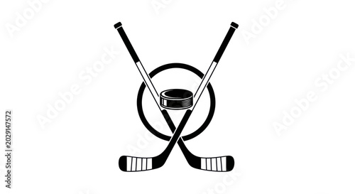 Photography Ice Hockey Puck and Crossed Sticks Icon
