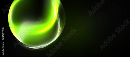 Schilderij op canvas Bright green abstract swirl dominates left side