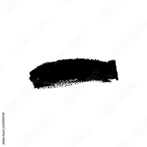 Black grunge style paint brush stroke or underline design element, a hand-drawn horizontal line texture on transparent background vector.