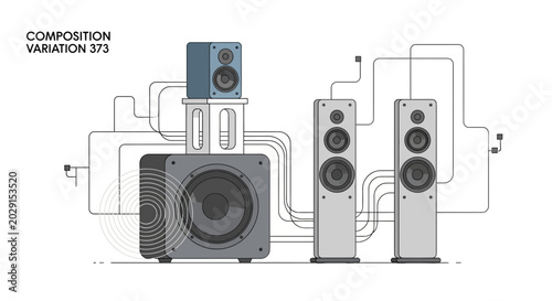 Obraz na płótnie Hi-Fi Audio System with Subwoofer and Speakers