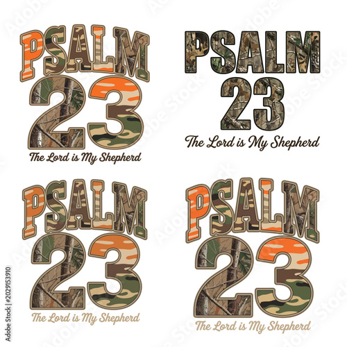Εκτύπωση καμβά Psalm 23 typography with camouflage pattern