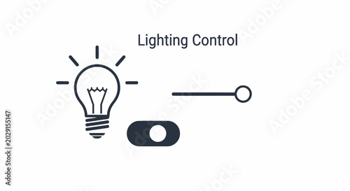 Obraz na płótnie Clean vector graphic showcasing a light bulb icon, a sliding dimmer switch, and