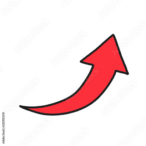 Hand Drawn Red Swoosh Arrow - Flat Doodle Illustration