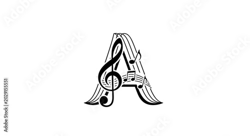 Letter A With Musical Notes